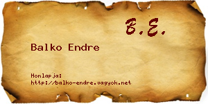 Balko Endre névjegykártya